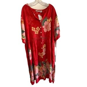 Capistrano Women's Dress 3XL Fit & Flare Short Sleeve Red Floral W/ Pockets NWT